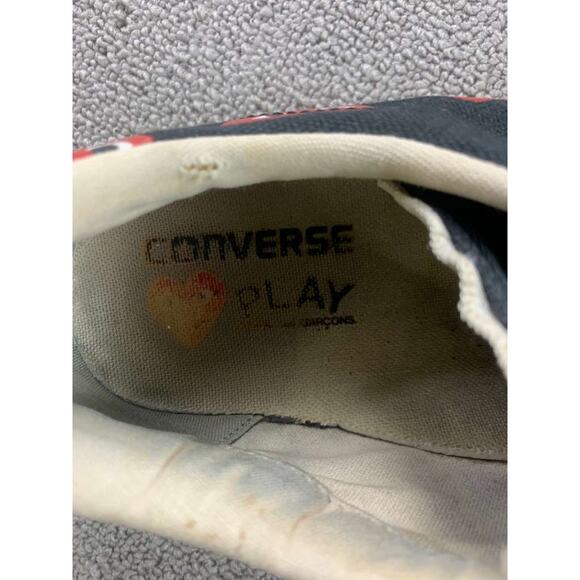Converse Play Comme Des Garcons Sneakers Men 8 Black Heart Print Low Top Lace Up - Picture 3 of 8